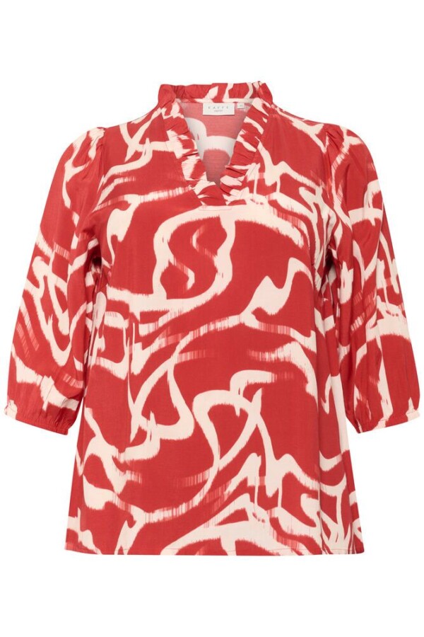 Kaffe Curve - maren frill blouse - red