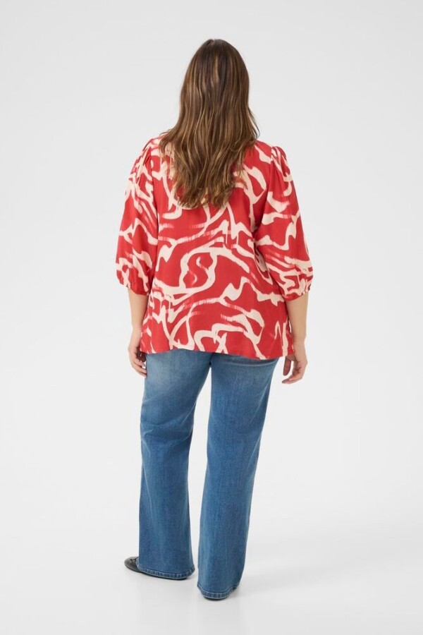 Kaffe Curve - maren frill blouse - red - Afbeelding 4
