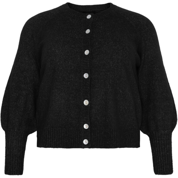 NO1 by Ox - cardigan w buttons and balloon sleeves - zwart