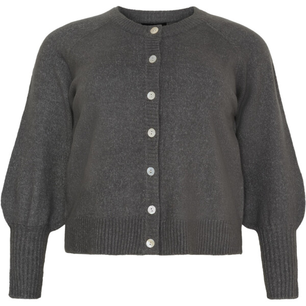 NO1 by Ox - cardigan w buttons and balloon sleeves - grey melange